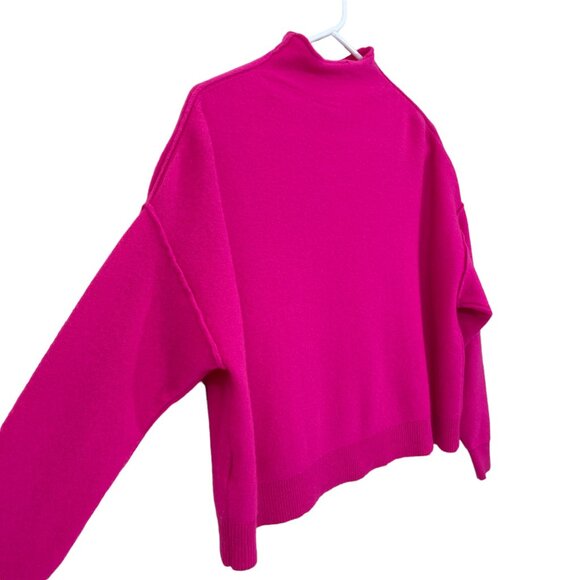Pilcro Anthro Alani Size S Hot Pink 100% Cashmere Relaxed Mock Neck Sweater - Picture 4 of 6